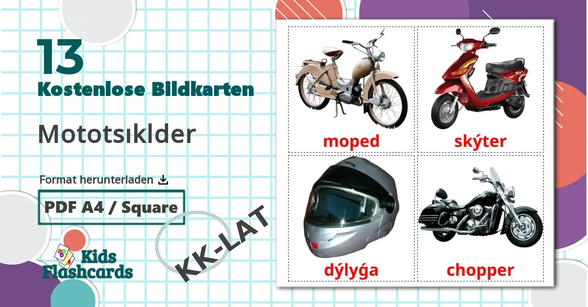 13 Bildkarten für Mototsıklder