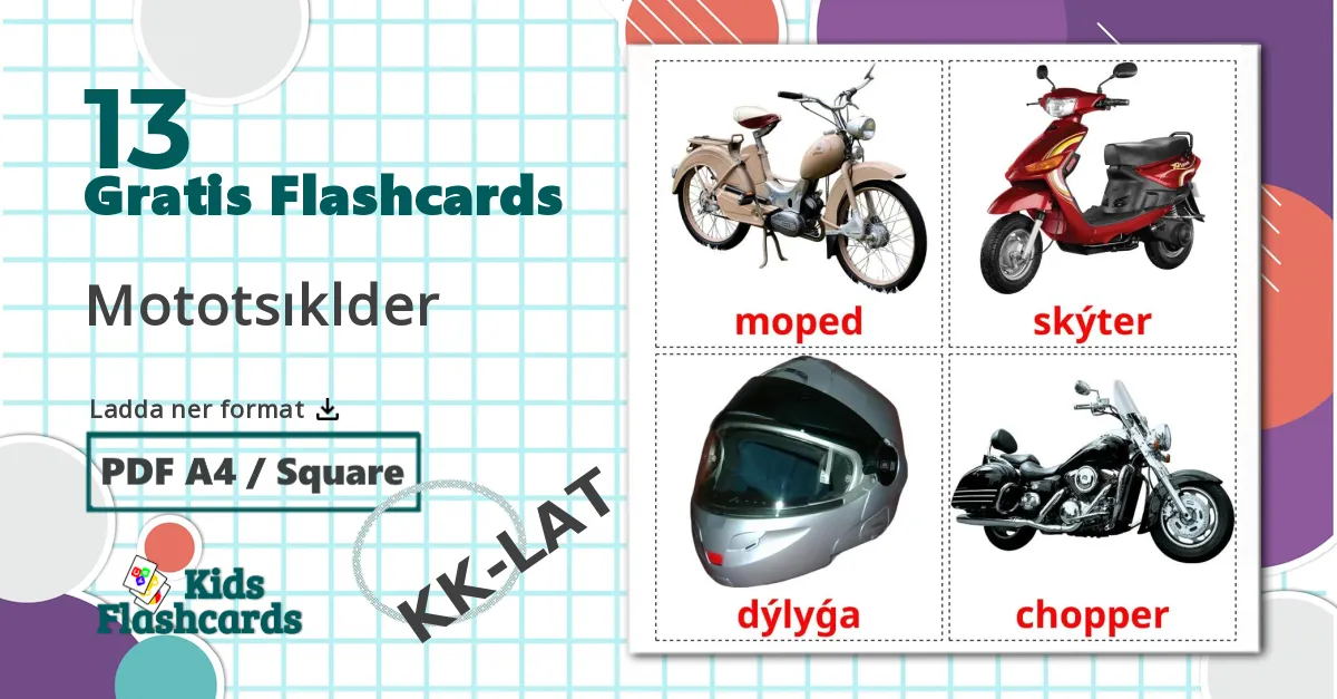 13 Mototsıklder bildkort för barn