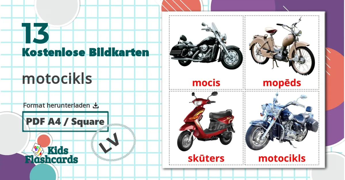 13 Bildkarten für Motorräder