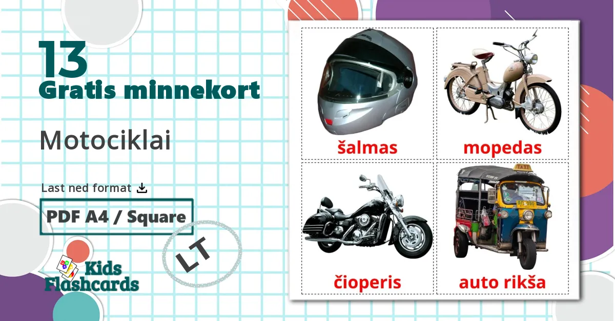 13 Motociklai bildekort