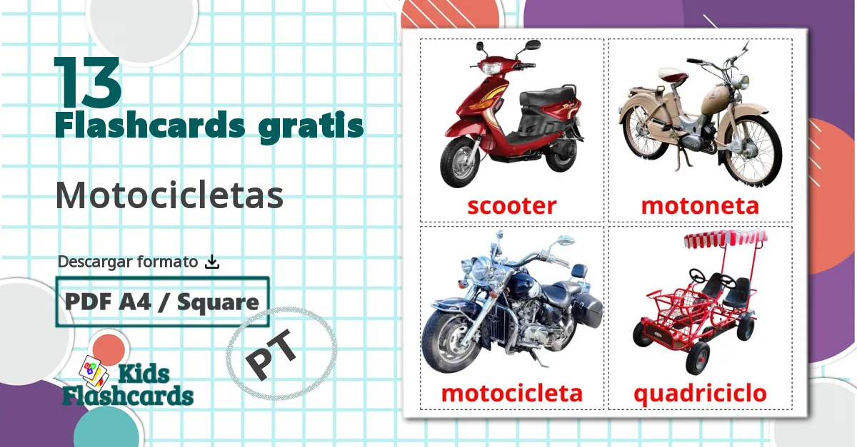 13 tarjetas didacticas de Motocicletas