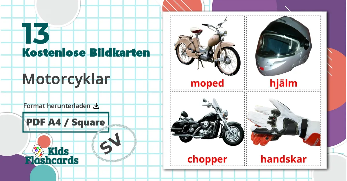 13 Bildkarten für Motorcyklar