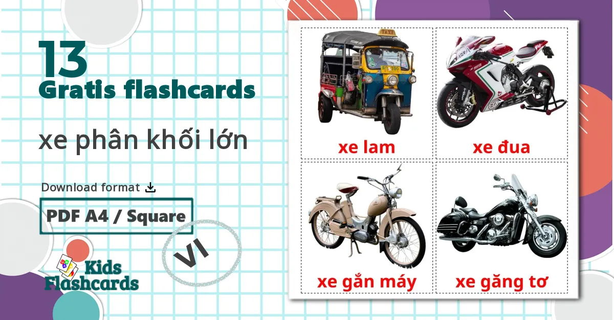 13 Motorcykler billedkort for børn