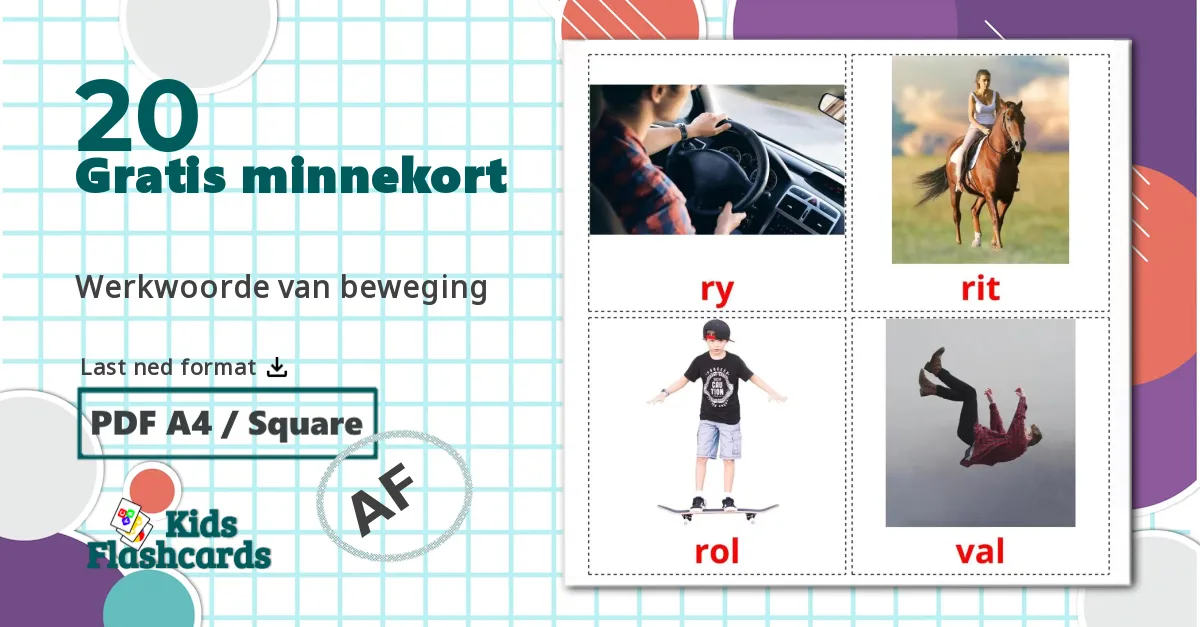 Handlingsverb - Ordforrådskort for afrikaans
