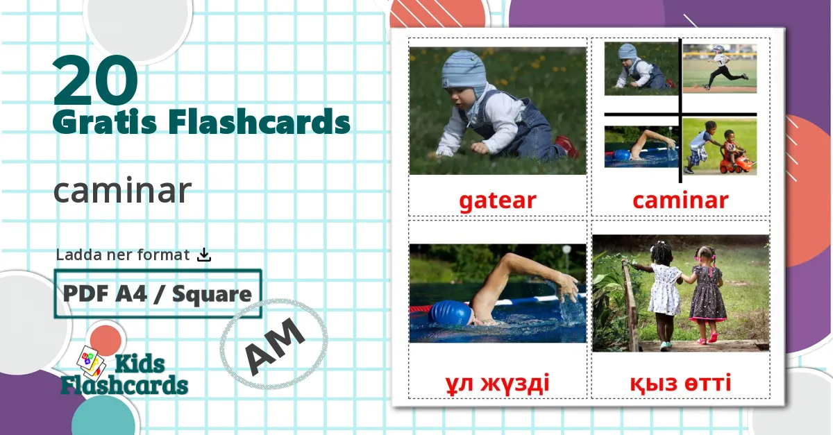 20 Rörelse verb bildkort för barn