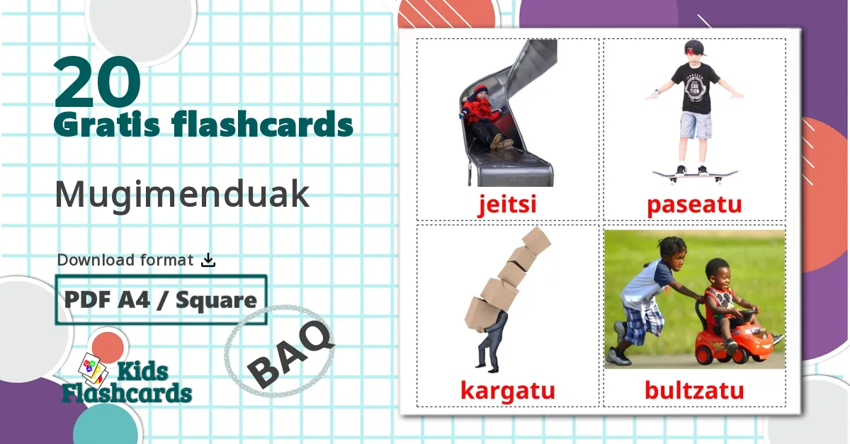 Bevægelsesverber - baskisk ordforrådskort