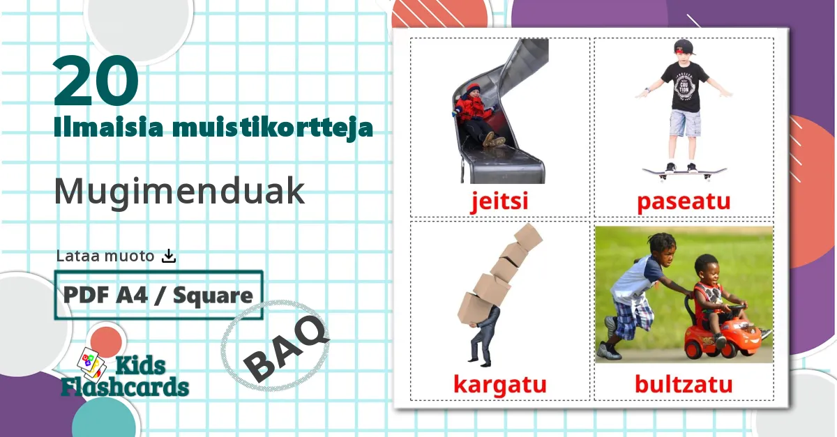 Liikeverbit - baski sanastokortit