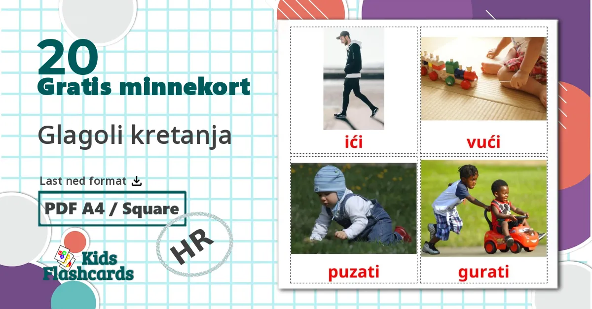20 Glagoli kretanja bildekort