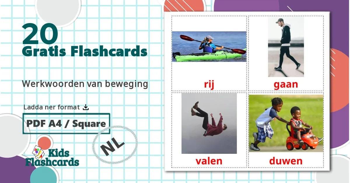 20 Rörelse verb bildkort för barn