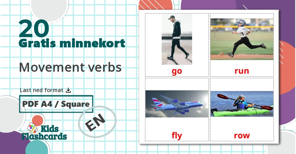 20 Movement verbs bildekort