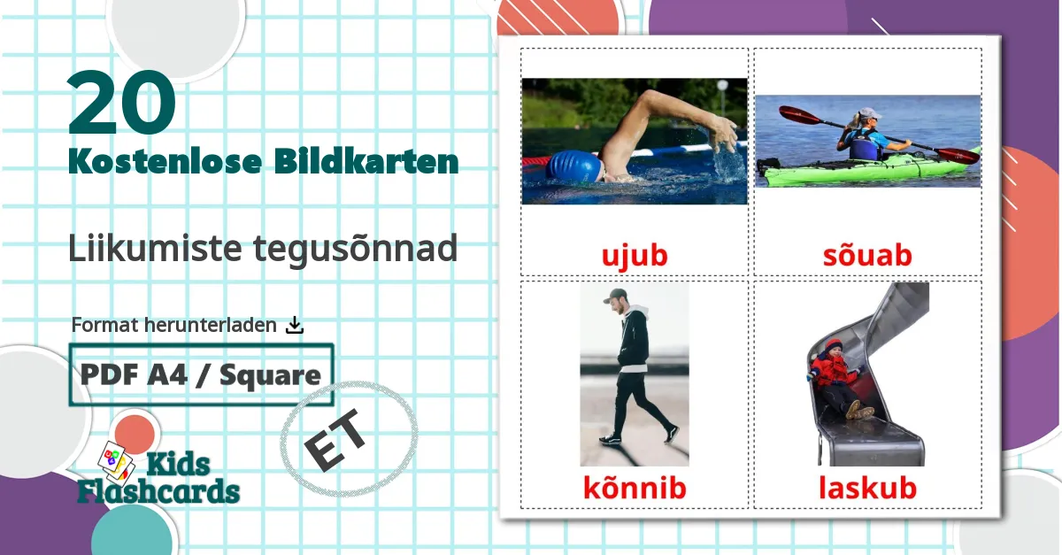 20 Bildkarten für Liikumiste tegusõnnad