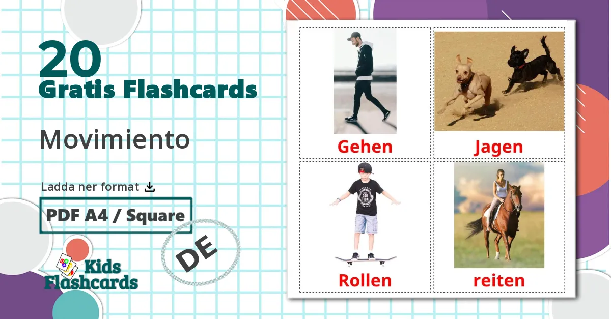 20 Rörelse verb bildkort för barn