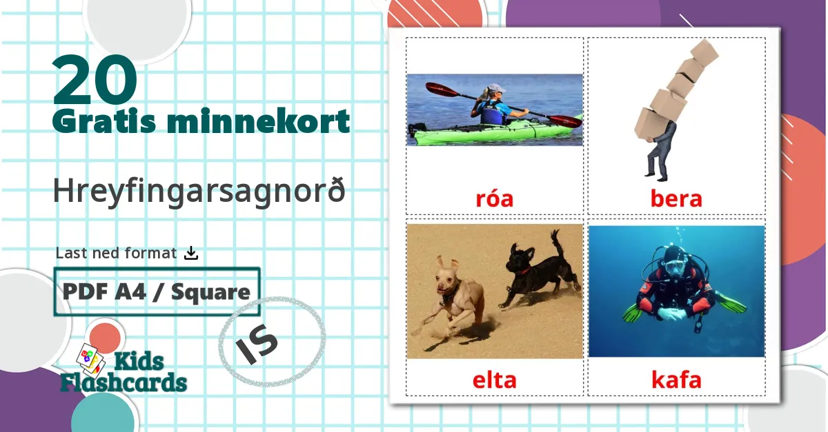 20 Handlingsverb bildekort