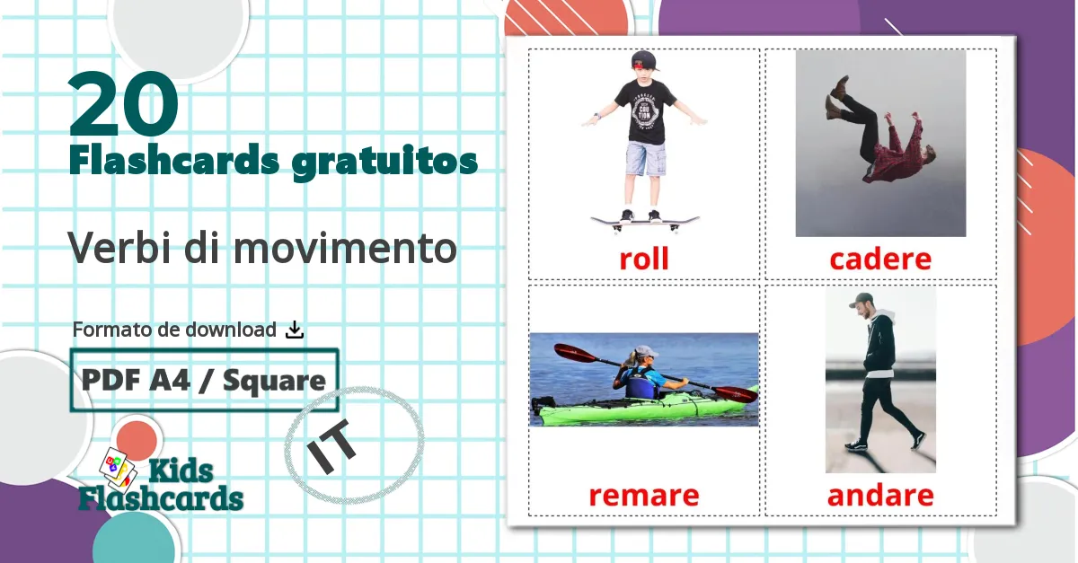 20 Flashcards de Verbi di movimento