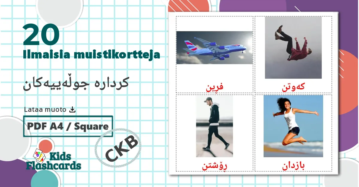 20 کردارە جوڵەییەکان lasten kuvakortit