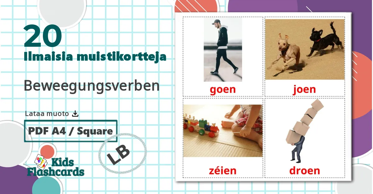 20 Beweegungsverben lasten kuvakortit