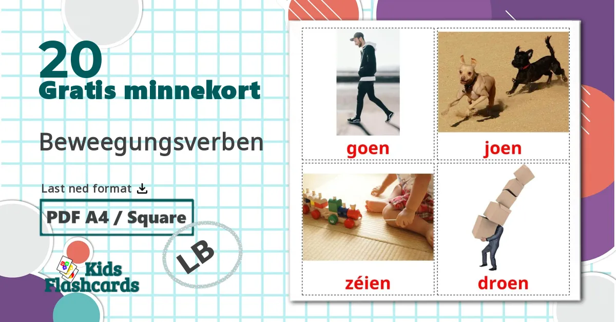 20 Handlingsverb bildkort för barn
