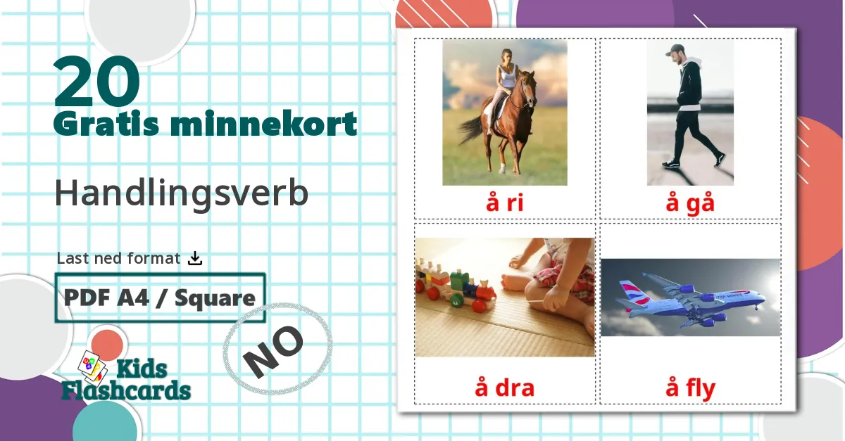 20 Handlingsverb bildekort