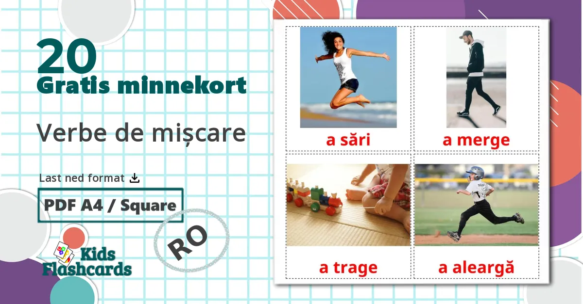20 Verbe de mișcare  bildekort