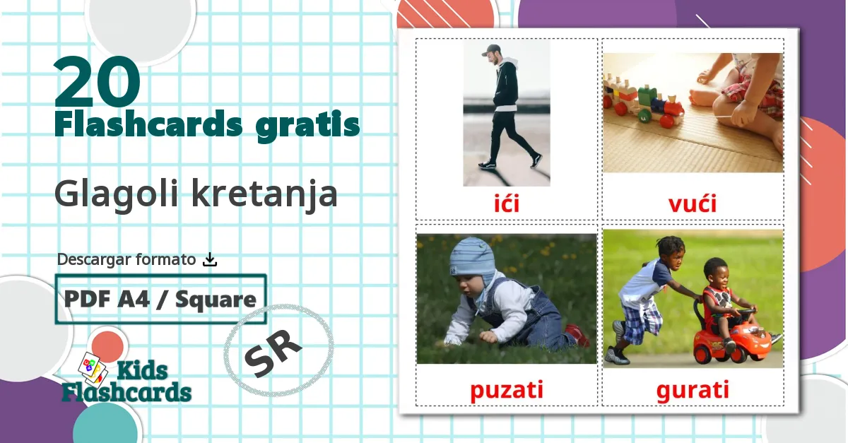 20 tarjetas didacticas de Glagoli kretanja