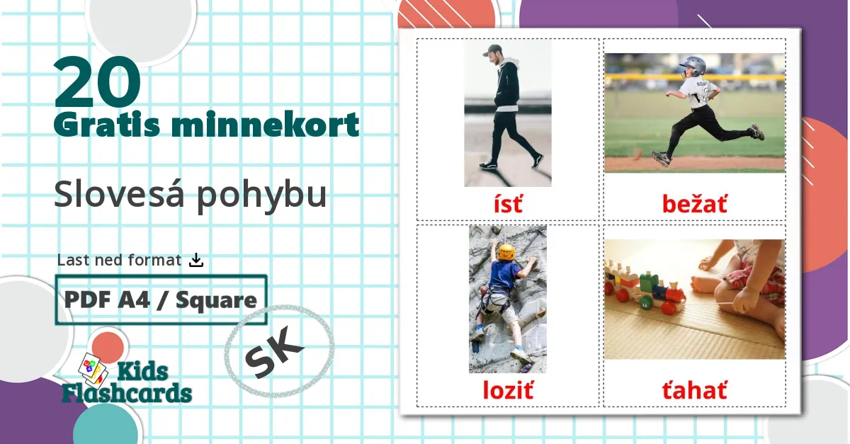 20 Slovesá pohybu bildekort