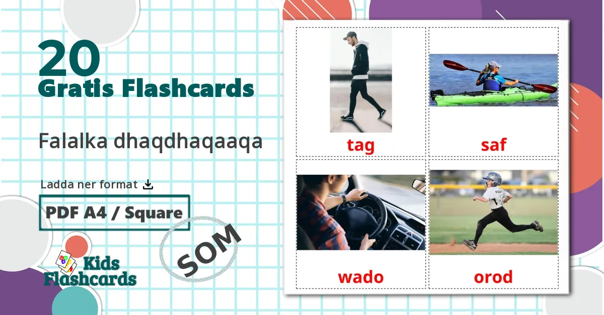 20 Rörelse verb bildkort för barn