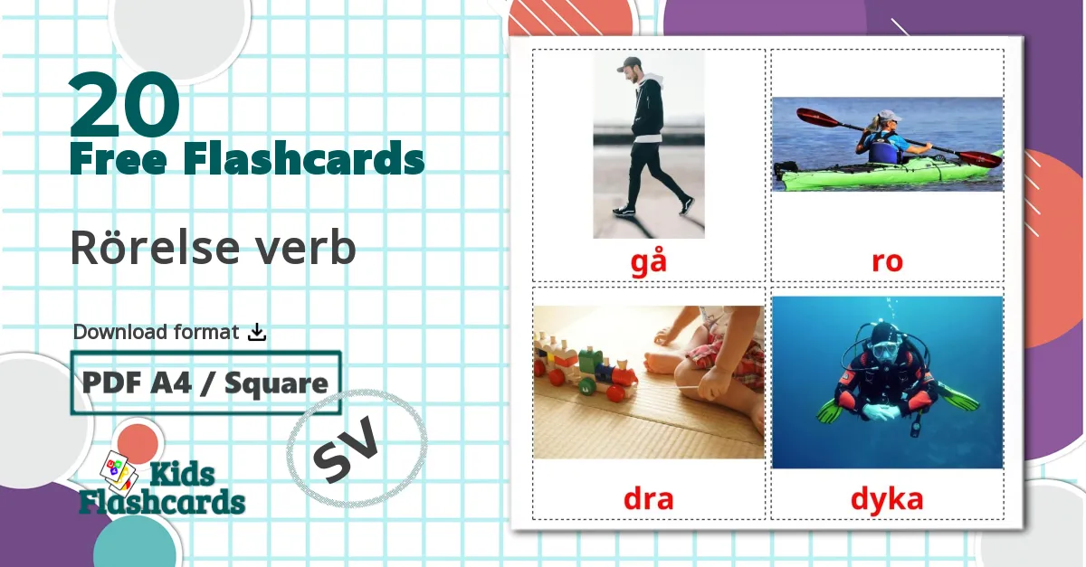 20 Rörelse verb flashcards