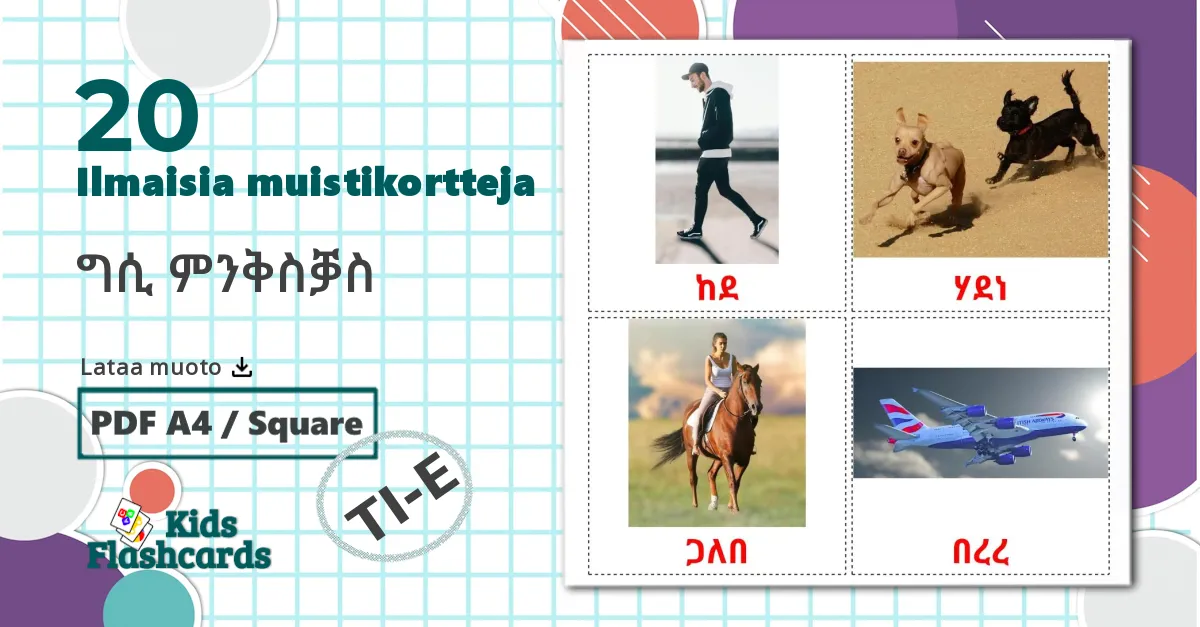 20 ግሲ ምንቅስቓስ lasten kuvakortit