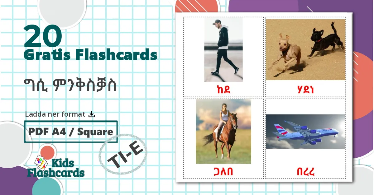 20 ግሲ ምንቅስቓስ bildkort för barn