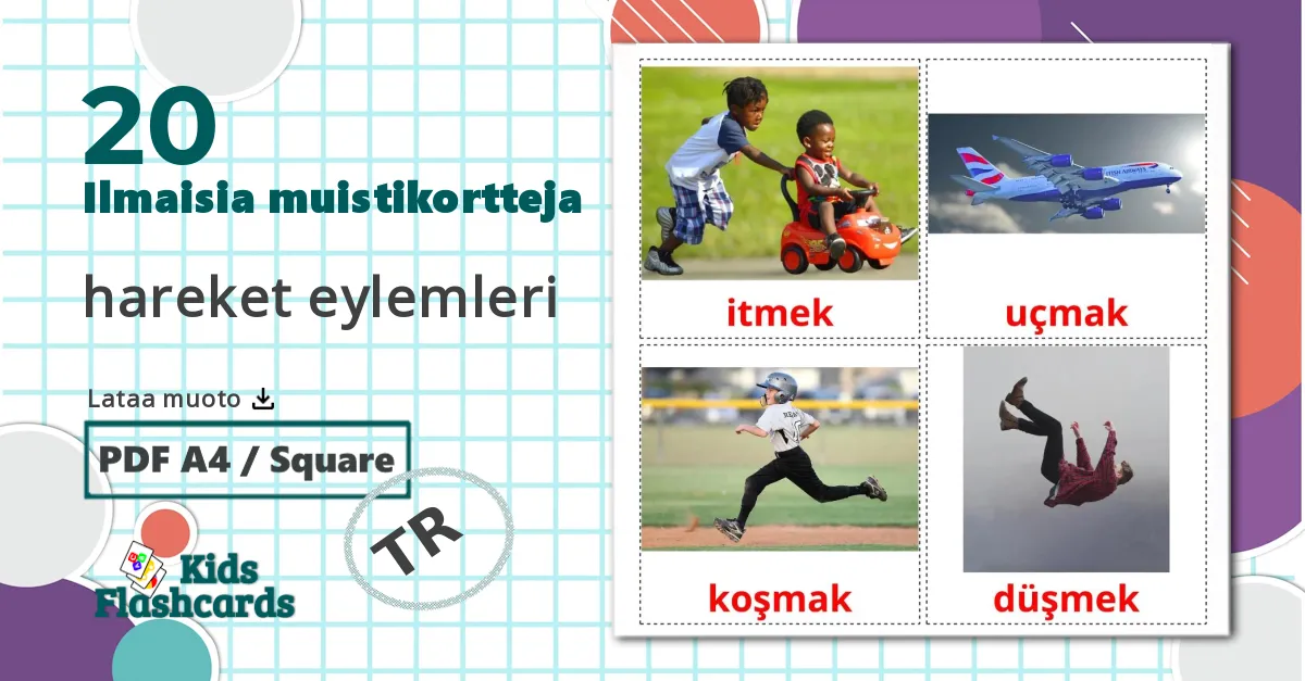 20 hareket eylemleri lasten kuvakortit