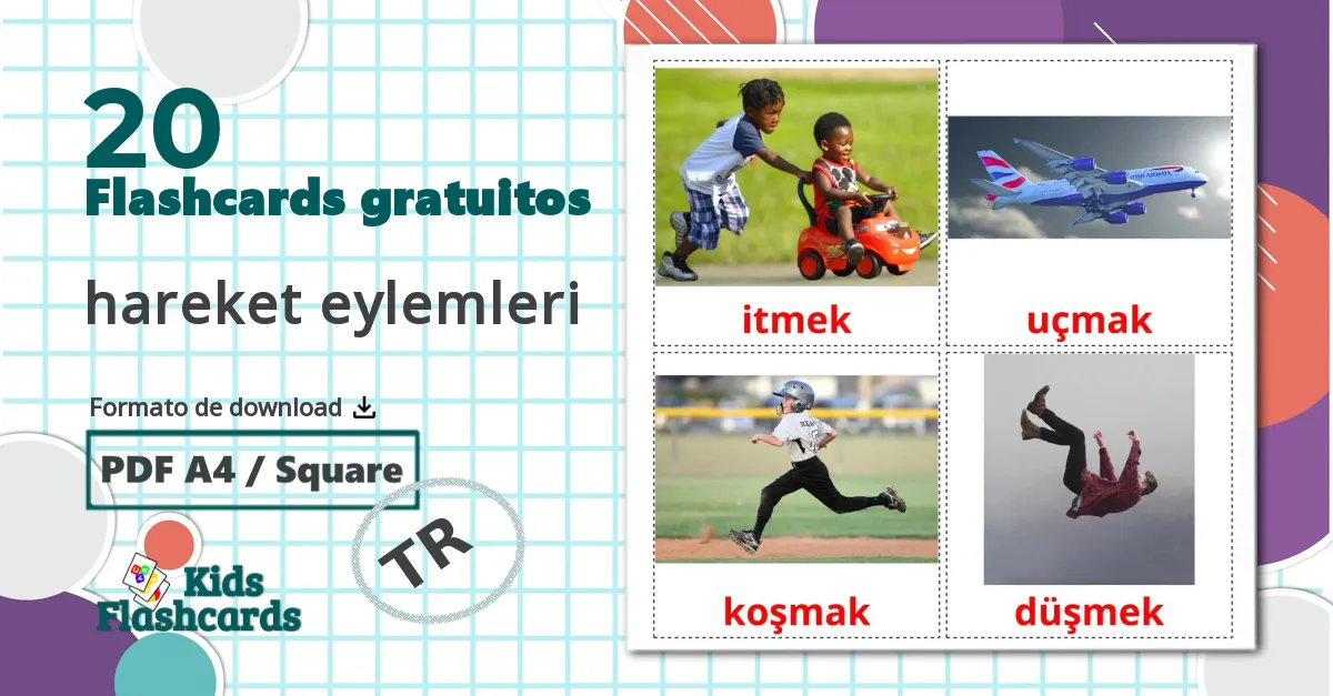 20 Flashcards de hareket eylemleri