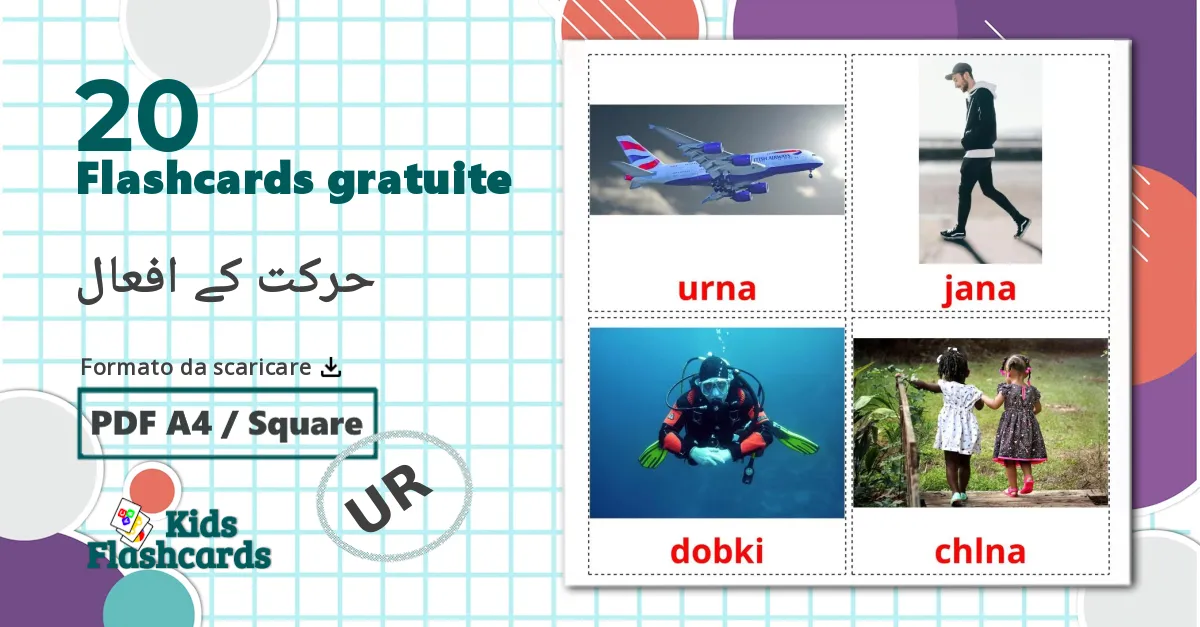 20 flashcards di حرکت کے افعال