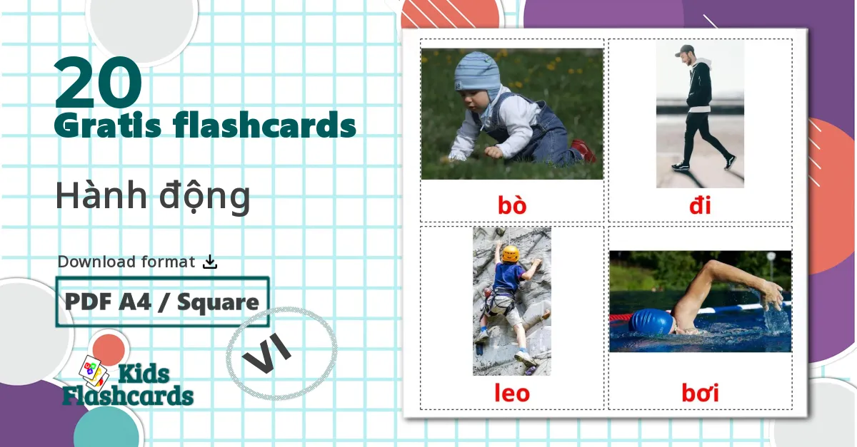 20 Hành động  billedkort for børn