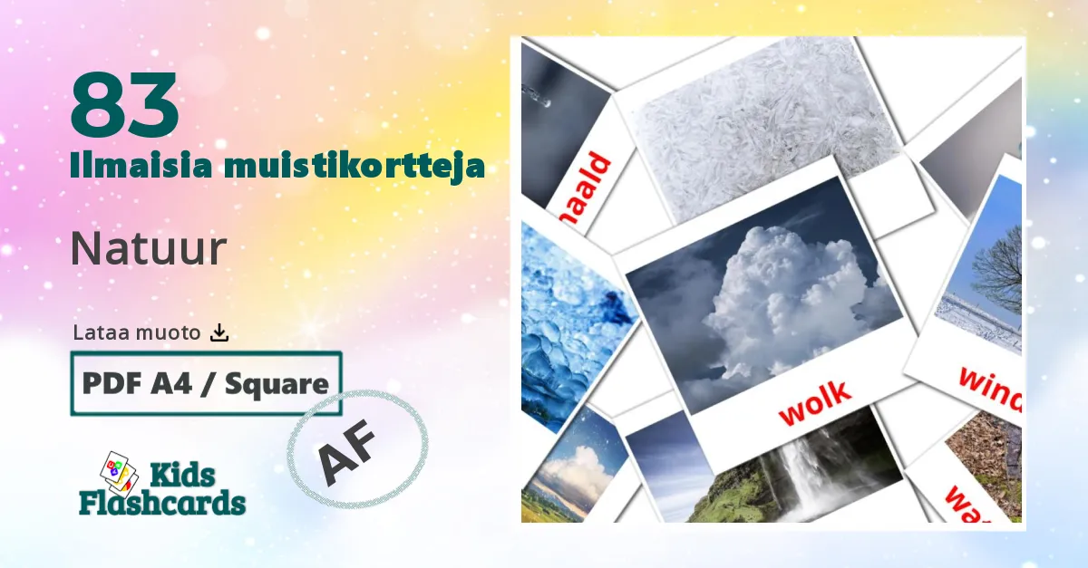 Natuur – lasten kuvakortit afrikaansksi sanastoon