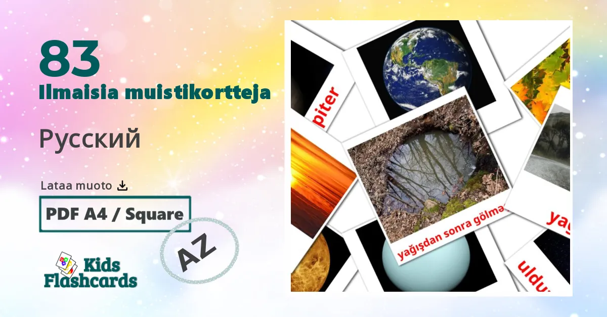 Luonto lasten kuvakortit