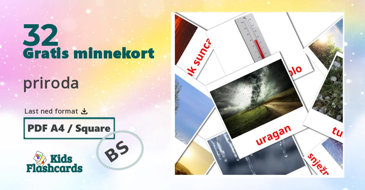 priroda bildekort for barn på bosnisk