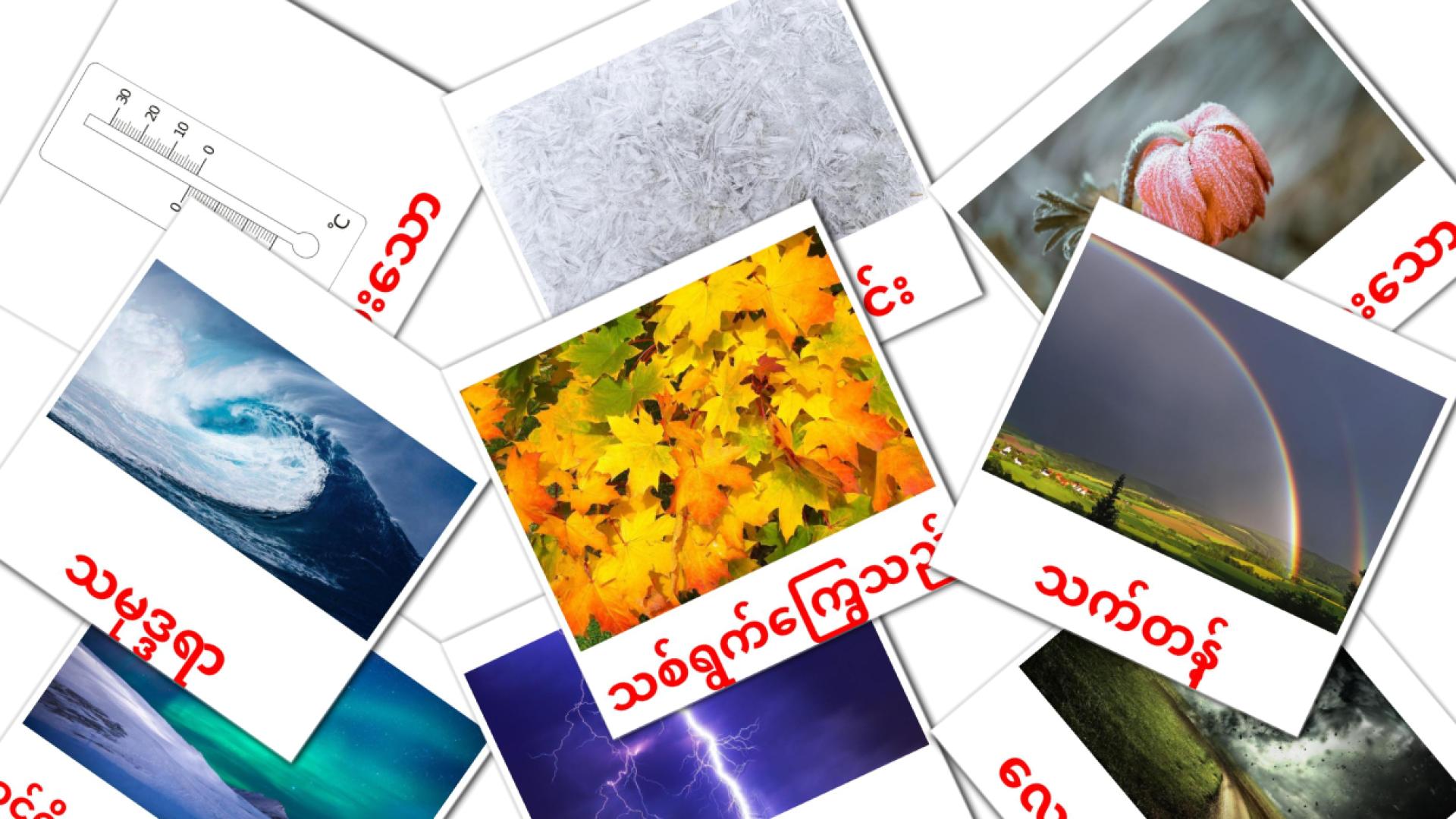 birmano tarjetas de vocabulario en သဘာဝ
