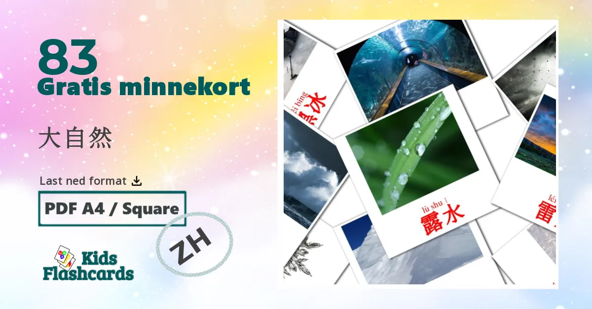 大自然 bildekort for barn på kinesisk(forenklet)