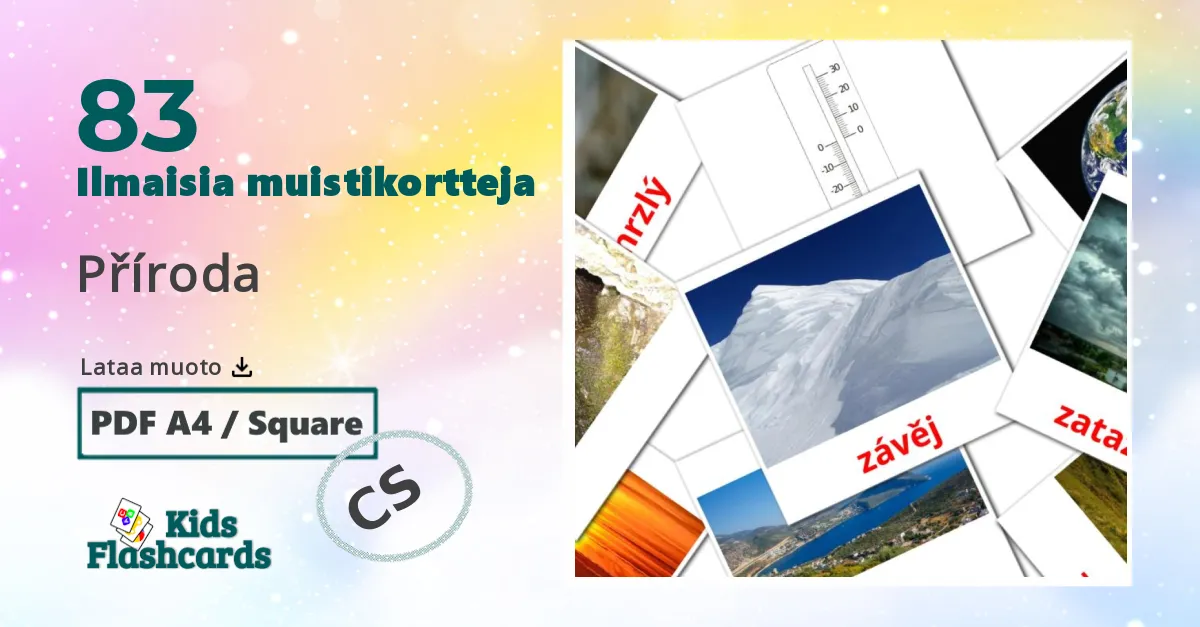 Příroda – lasten kuvakortit tšekkiksi sanastoon