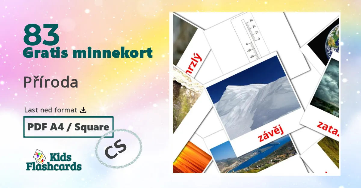 Příroda bildekort for barn på tsjekkisk