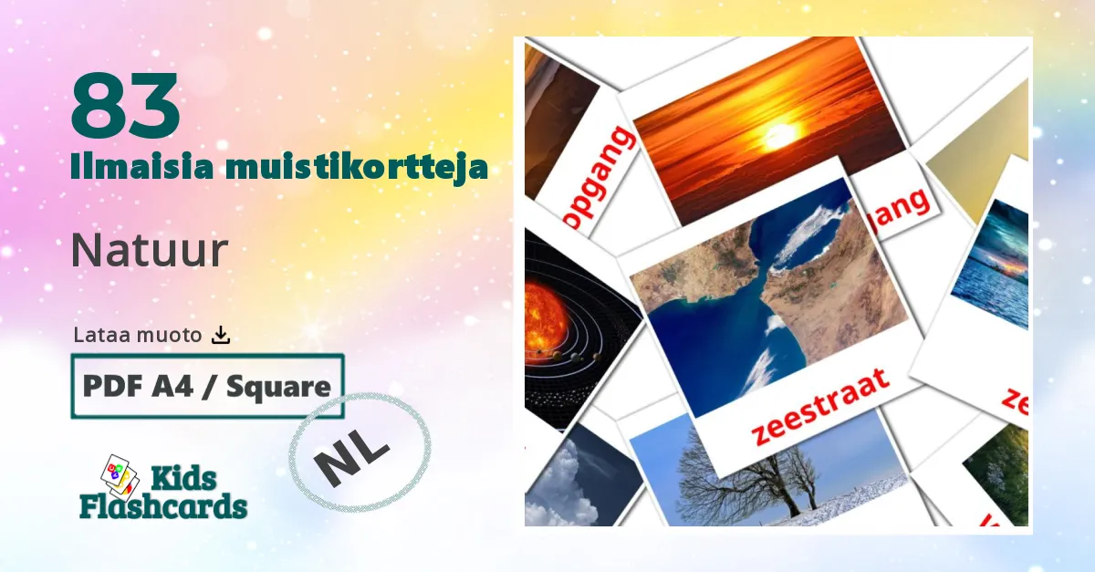 Natuur – lasten kuvakortit hollanninksi sanastoon