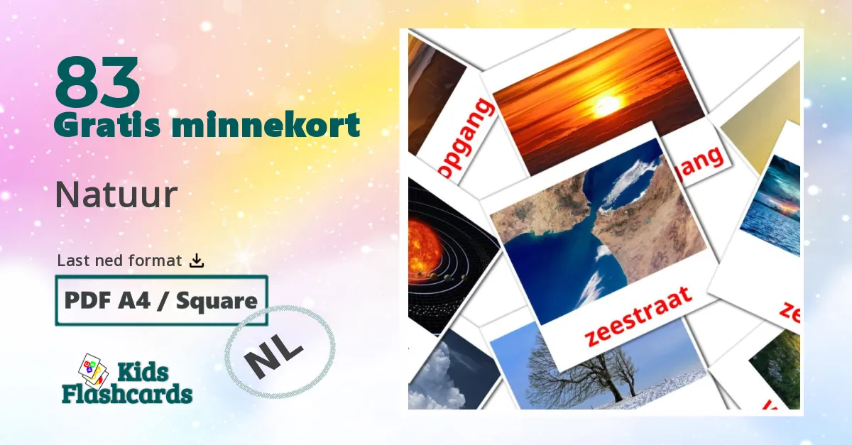 Natuur bildekort for barn på nederlandsk