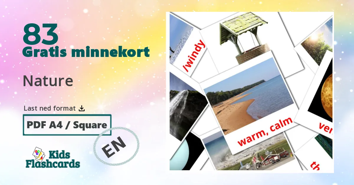 Nature bildekort for barn på engelsk