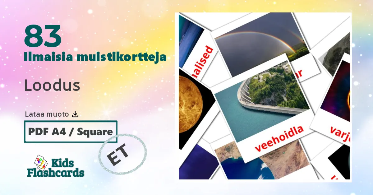 Loodus – lasten kuvakortit virolaiseksi sanastoon