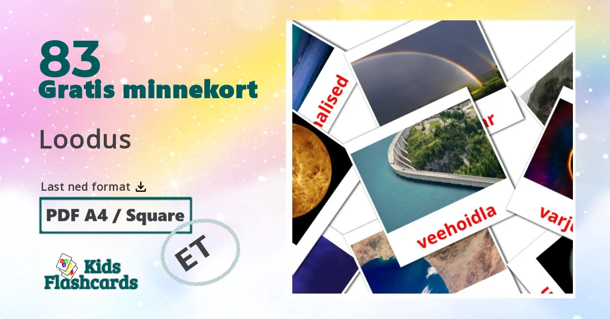 Loodus bildekort for barn på estonisk