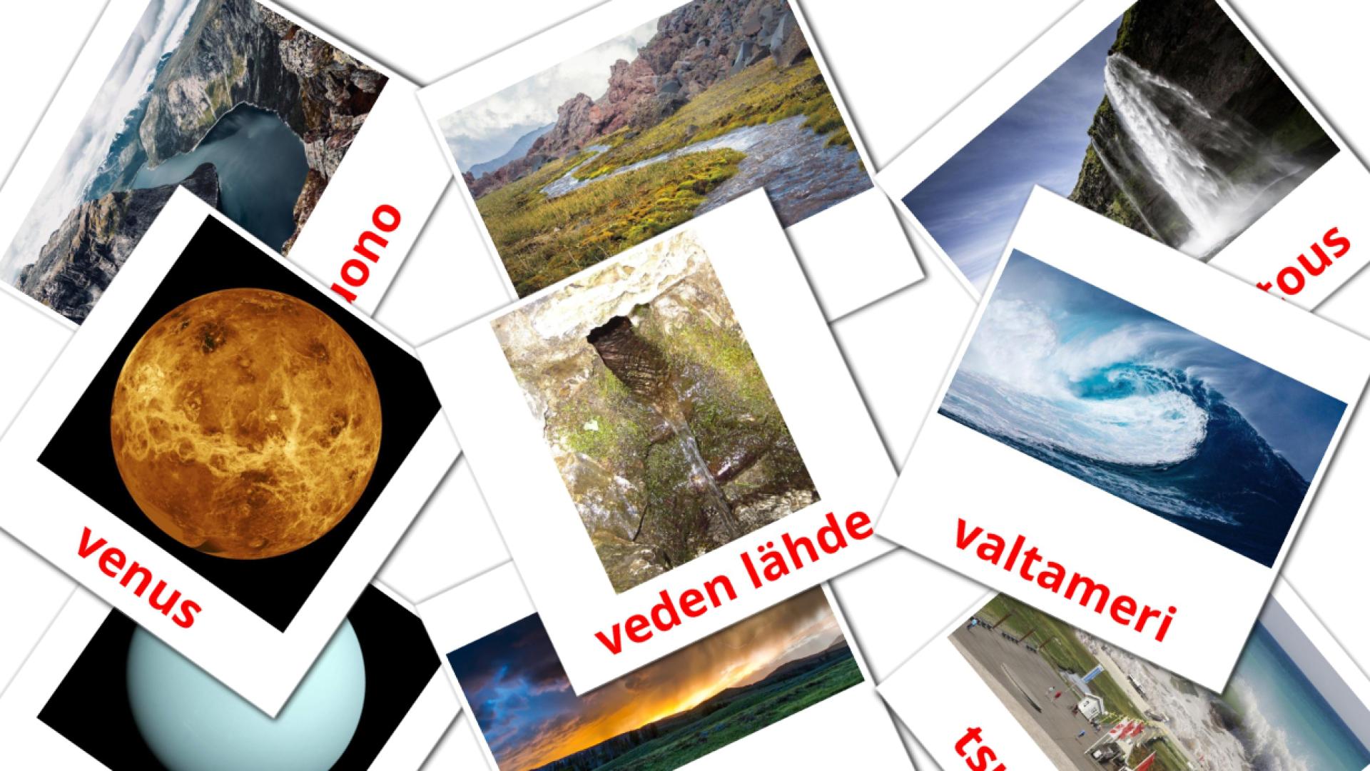 finlandés tarjetas de vocabulario en Luonto