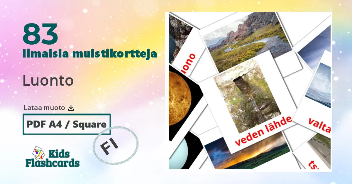 Luonto – lasten kuvakortit marathiksi sanastoon