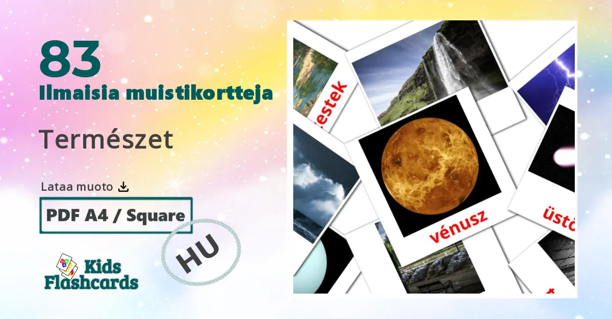 Természet – lasten kuvakortit unkariksi sanastoon