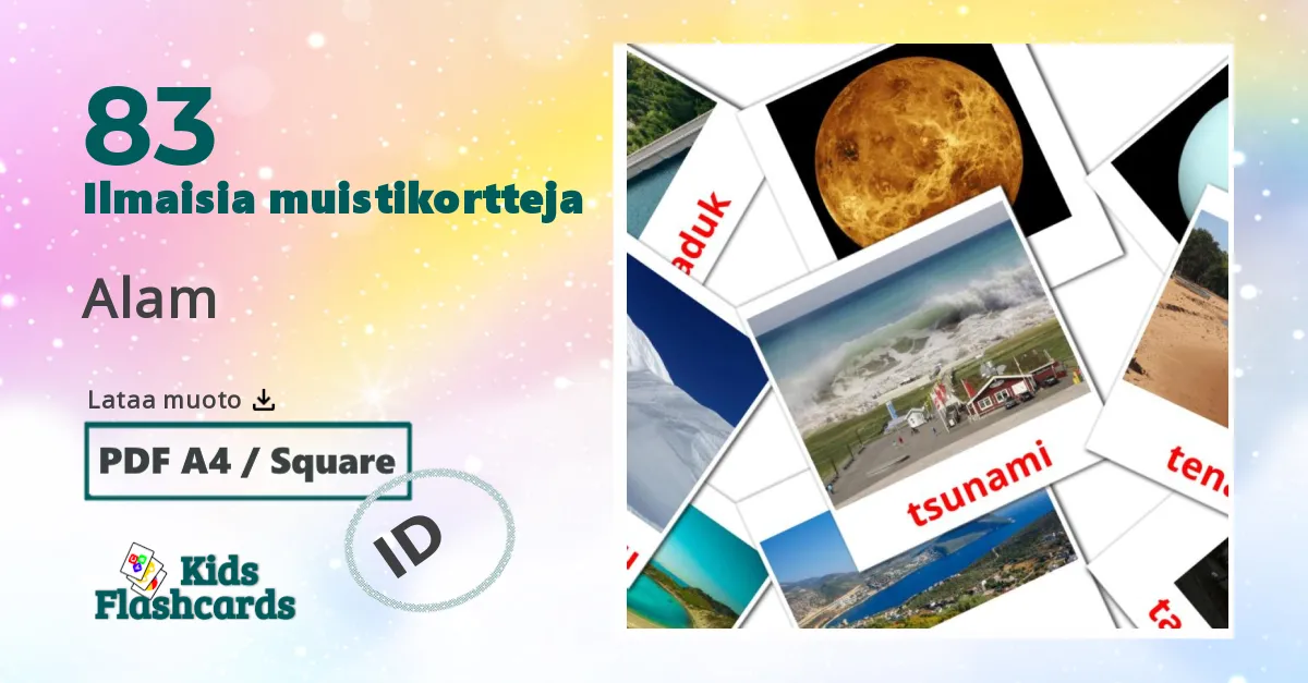 Alam – lasten kuvakortit indonesialaiseksi sanastoon
