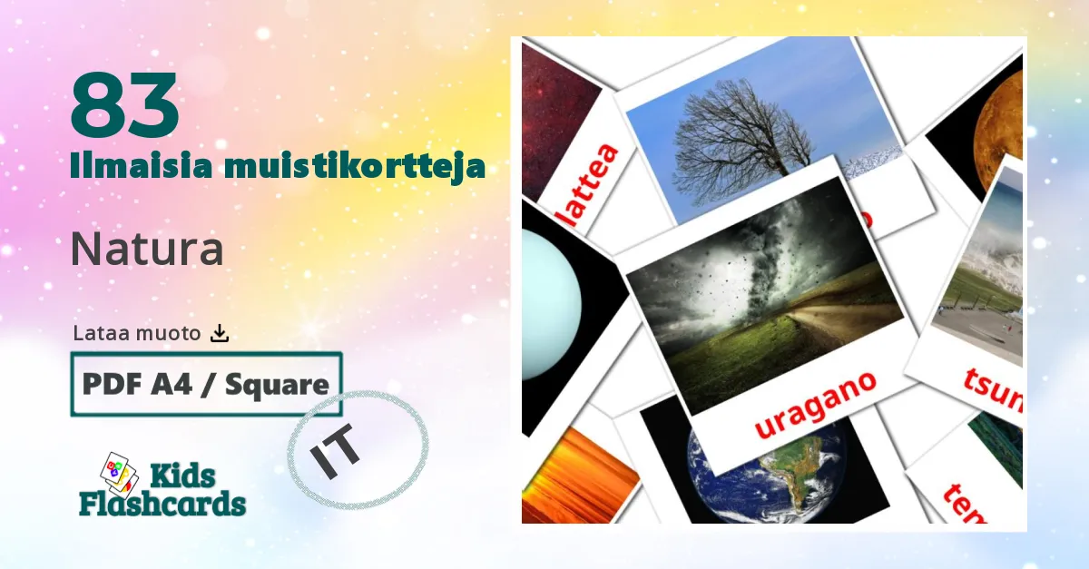 Natura – lasten kuvakortit italialaiseksi sanastoon